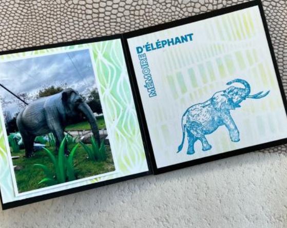 tamponnage simple avec le tampon éléphant Kalc studio, par Hélène de Kerglaz 